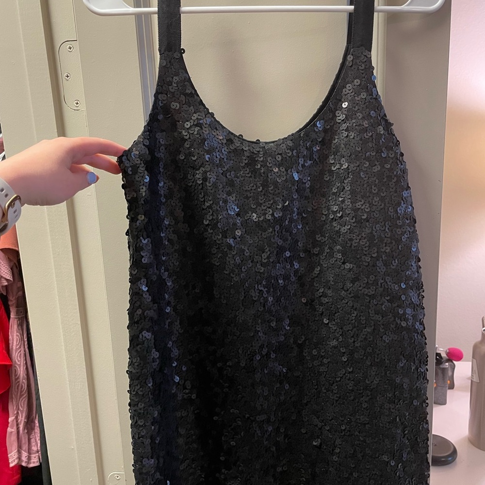 Theory black sequin dress